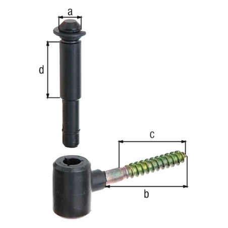 Boite 10 gonds à visser Ø14 x 75mm PVC noir - Alberts