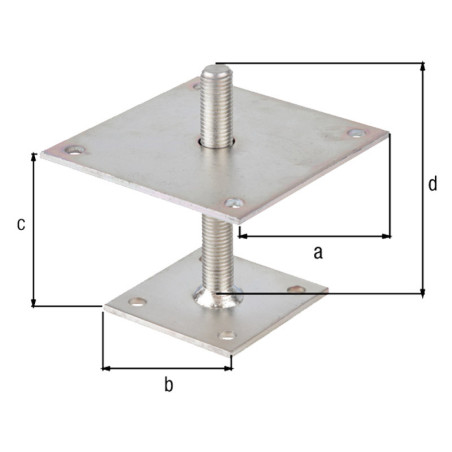 Pied de poteau hauteur réglable 30 / 150mm x 150 x 100mm - Alberts