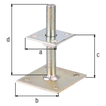 Pied de poteau hauteur réglable 30 / 150mm x 70 x 100mm - Alberts