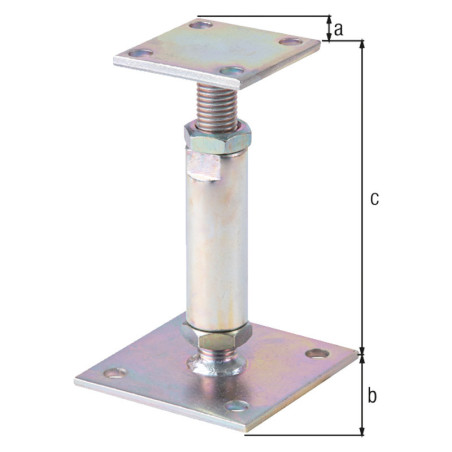 Pied de poteau hauteur réglable 150 / 190mm x 70 x 100mm - Alberts