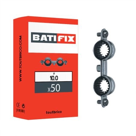 Boite 50 colliers doubles isolés plomberie Ø10mm acier zingué - Batifix