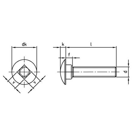 Boite vis à tête bombée et collet carré Ø6 filetage total inox A2 - Vis Expert