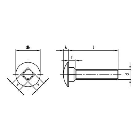 Boite vis à tête bombée et collet carré Ø8 filetage total inox A2 - Vis Expert