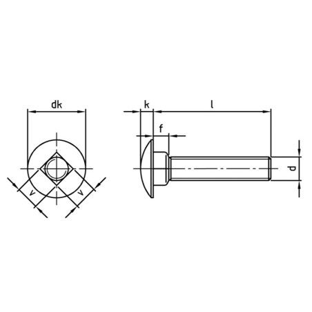 Boite vis à tête bombée et collet carré Ø10 filetage total inox A2 - Vis Expert