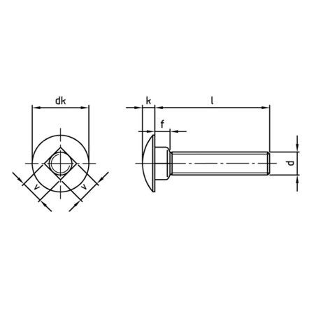 Boite vis à tête bombée et collet carré Ø5 filetage total inox A4 - Vis Expert