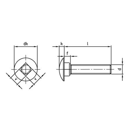 Boite vis à tête bombée et collet carré Ø8 filetage total inox A4 - Vis Expert