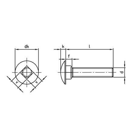 Boite vis à tête bombée et collet carré Ø10 filetage total inox A4 - Vis Expert